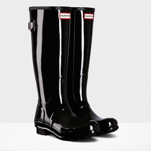 Hunter Shoes - Gloss adjustable hunter boots with box
